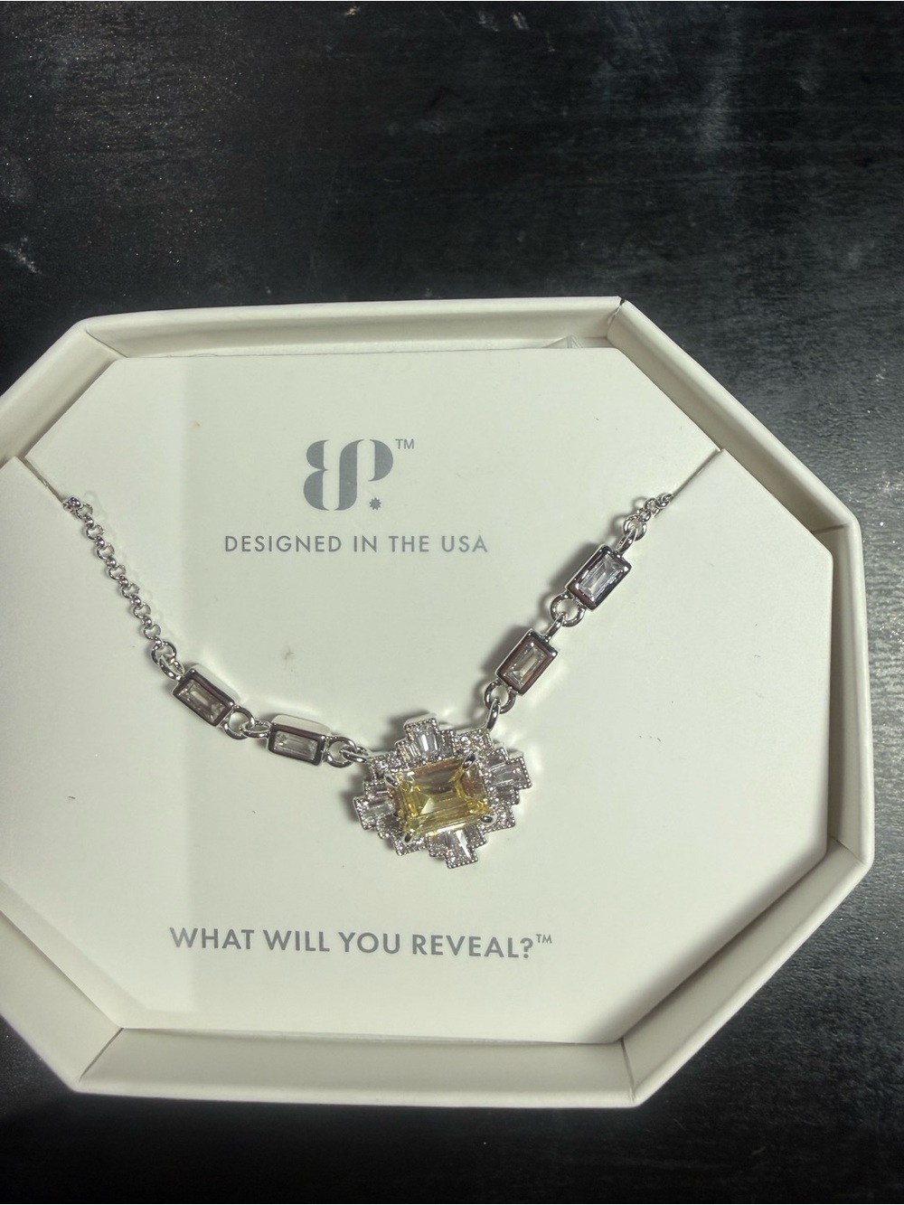 Yellow Center Stone Silver Necklace by BP®